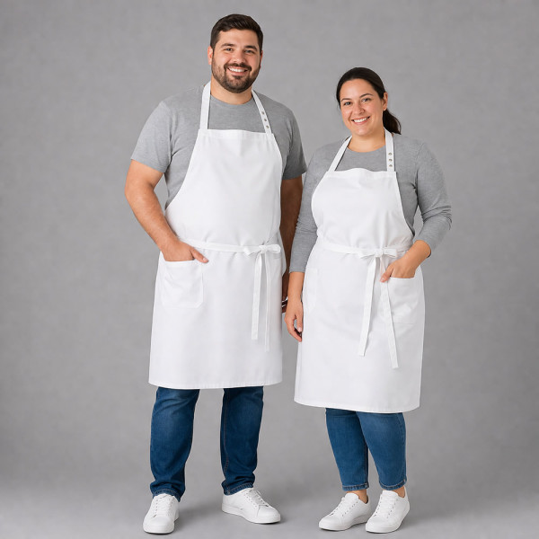 Latzschürze extra breit - XXL in weiß